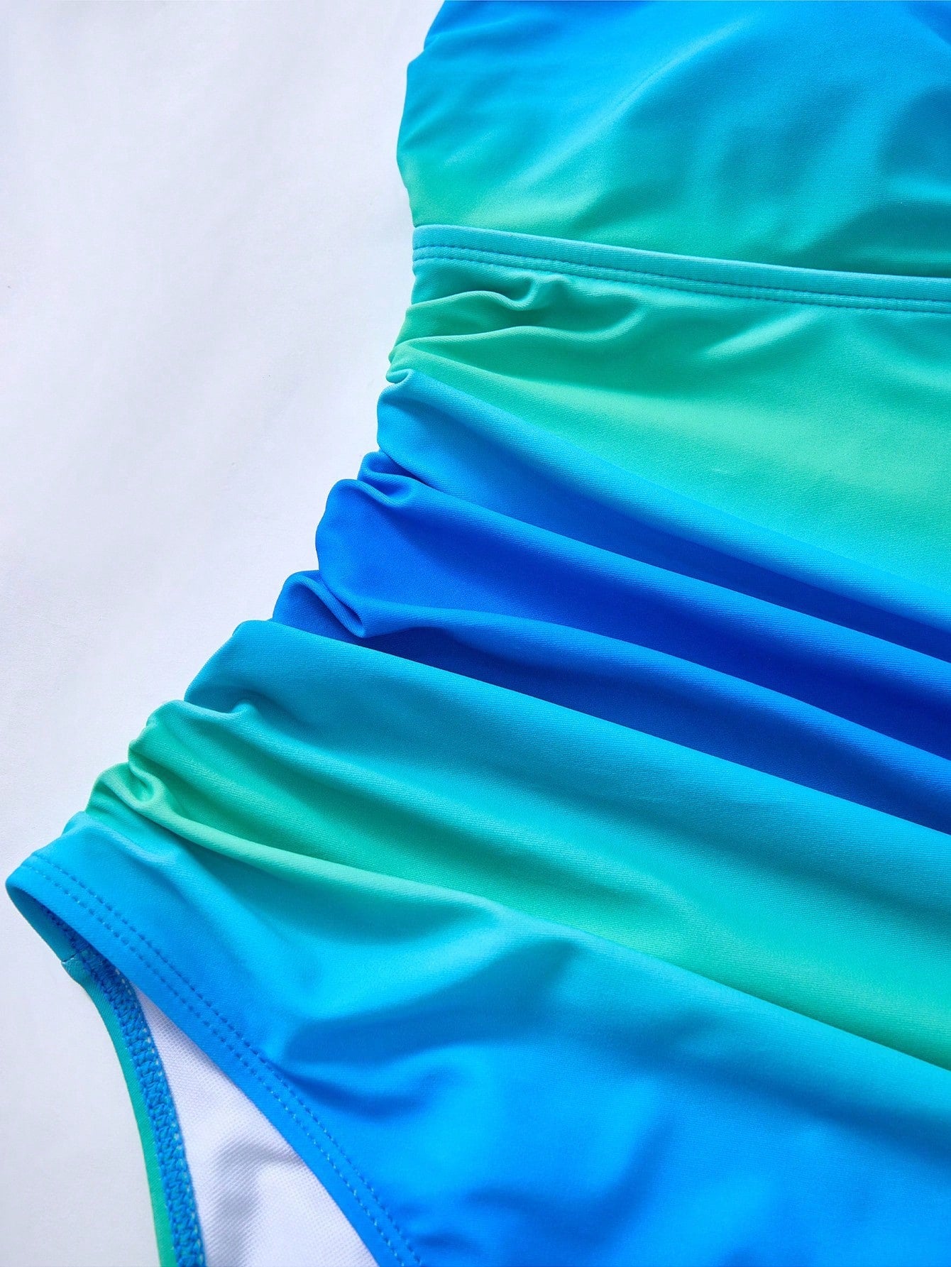 Swim Oasis 2pcs Plus Size Women's Fashion Ombre Ruched One Piece Swimsuit For Summer Beach Vacation