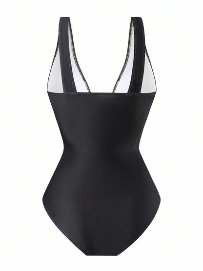 Swim Oasis 3pcs/Set Plus Size One-Piece Swimsuit, Minimalist Daily Summer Women Beach Outfit