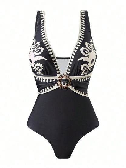 Swim Oasis 3pcs/Set Plus Size One-Piece Swimsuit, Minimalist Daily Summer Women Beach Outfit