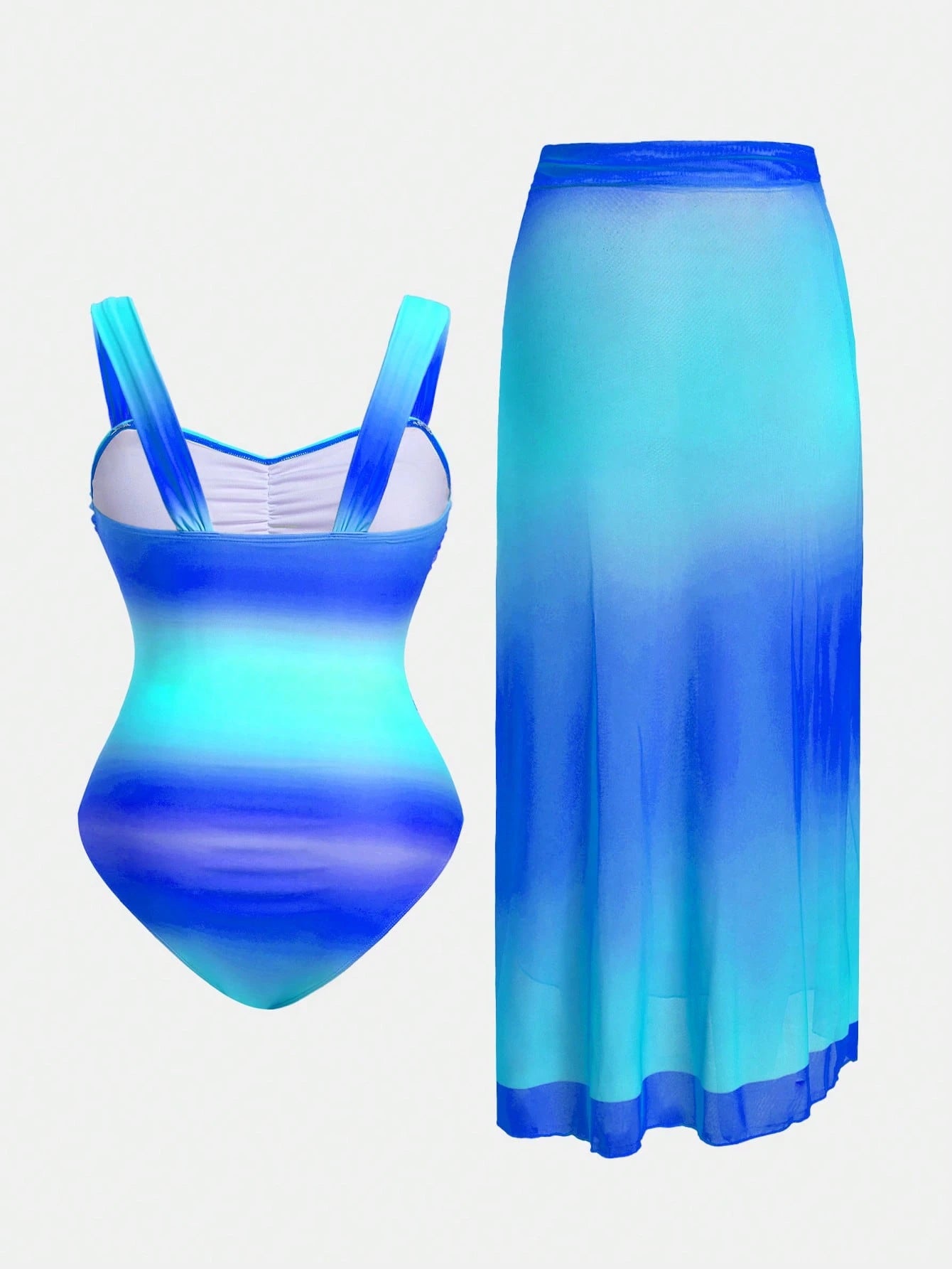 Swim Oasis Plus Size Women 2pcs Gradient Ruched One-Piece Swimsuit