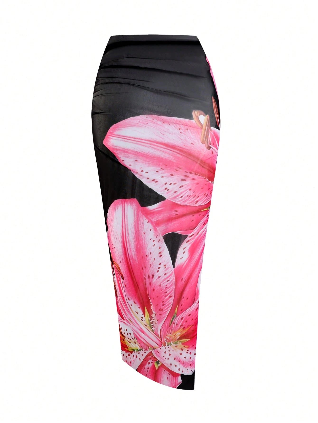 Swim Oasis Plus Size Women's Oasis High-End Floral Print Long Chiffon Dress, Suitable For Summer Beach Vacation