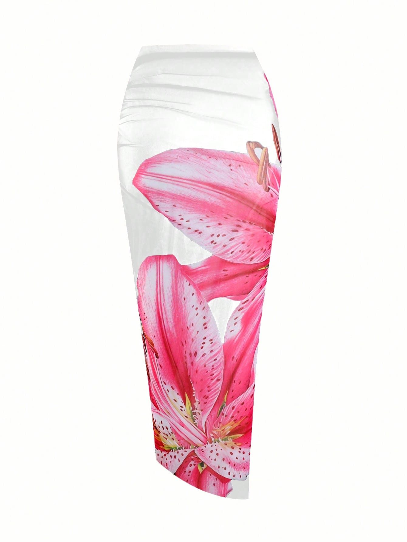 Swim Oasis Plus Size Women's Oasis High-End Floral Print Long Chiffon Dress, Suitable For Summer Beach Vacation