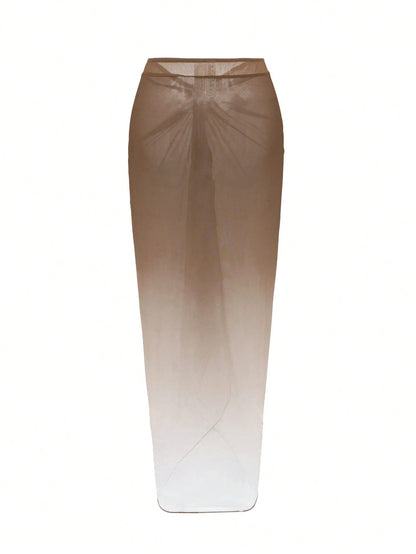 Swim Oasis Women's Twist Gradient Chiffon Cover Up Dress, Suitable For Summer Vacation