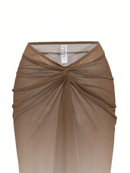 Swim Oasis Women's Twist Gradient Chiffon Cover Up Dress, Suitable For Summer Vacation