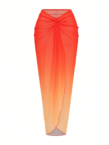Swim Oasis Women's Twist Gradient Chiffon Cover Up Dress, Suitable For Summer Vacation