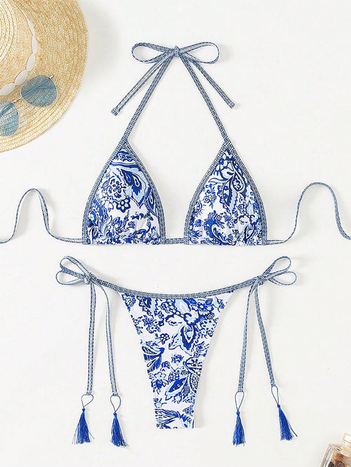Swim Paisley Print Two-Piece Bikini Set,Summer Beach