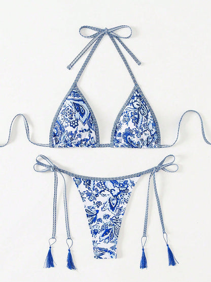 Swim Paisley Print Two-Piece Bikini Set,Summer Beach