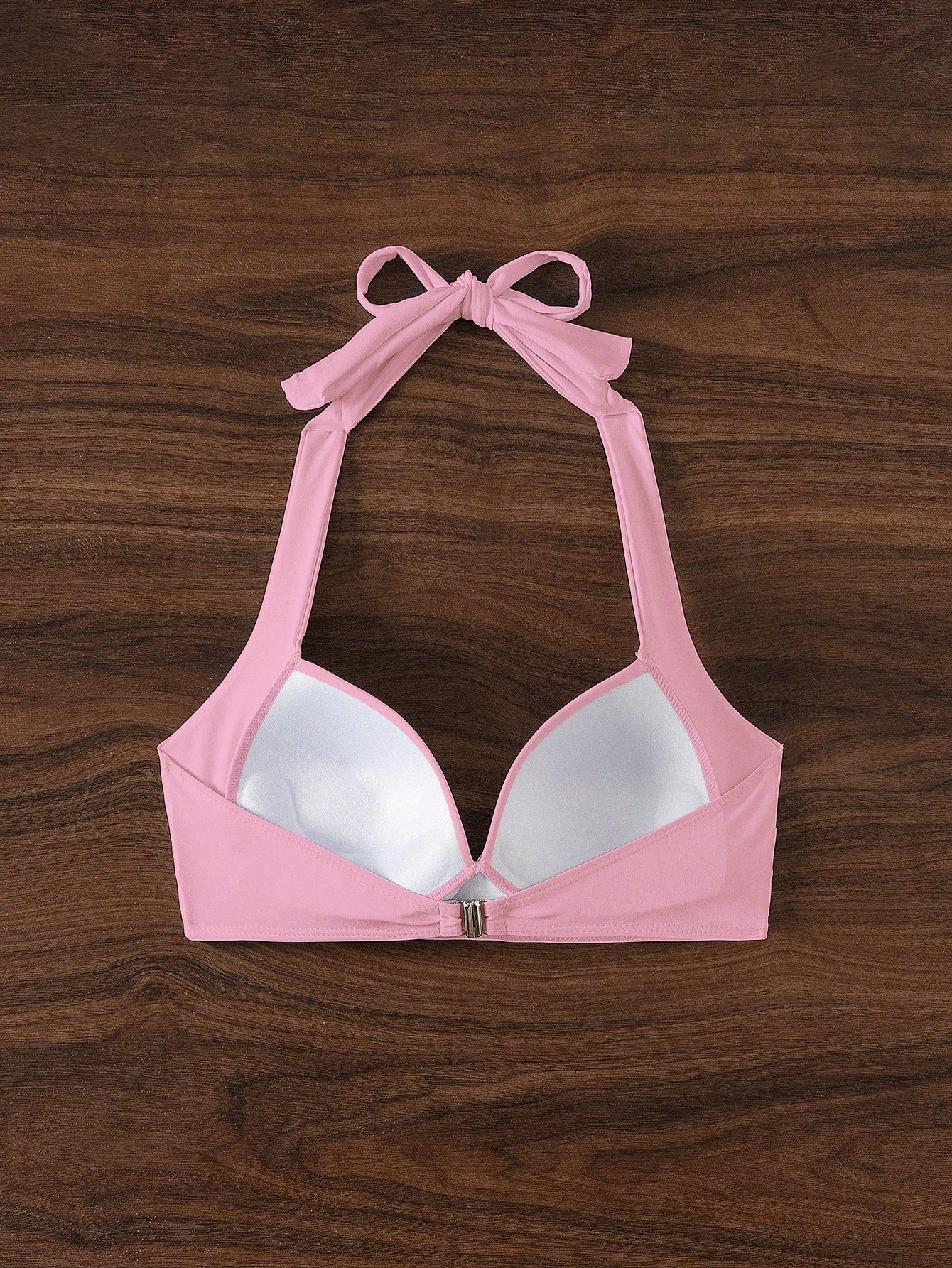 Swim Solid Color Halter Neck Bikini Top For Beach Vacation,Summer Beach