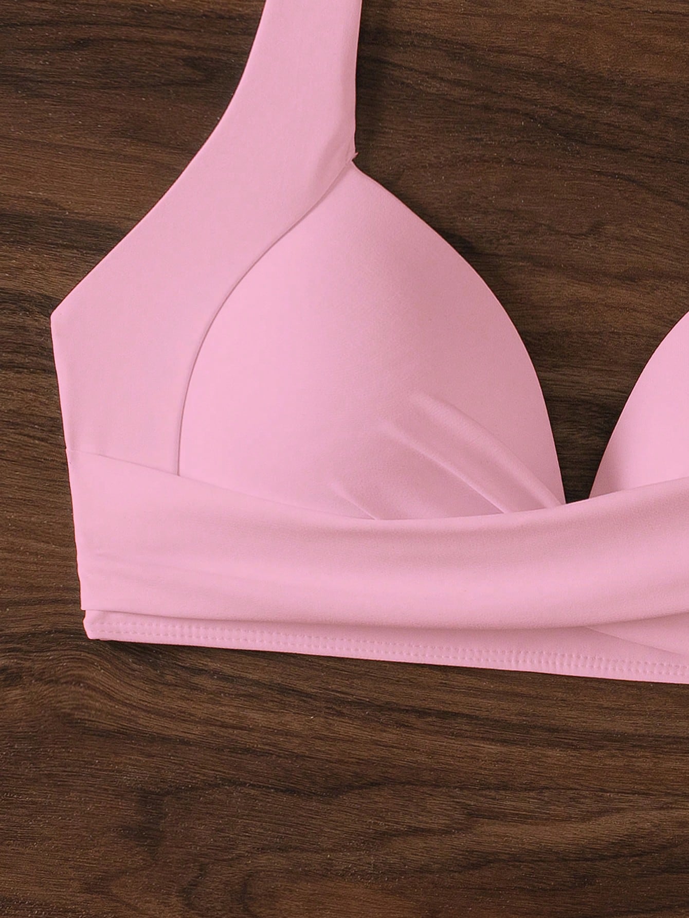 Swim Solid Color Halter Neck Bikini Top For Beach Vacation,Summer Beach