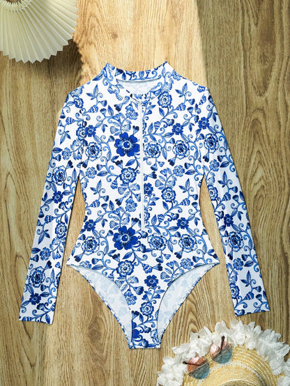 Swim SPRTY One-Piece Printed Swimwear, Random Design,Summer Beach