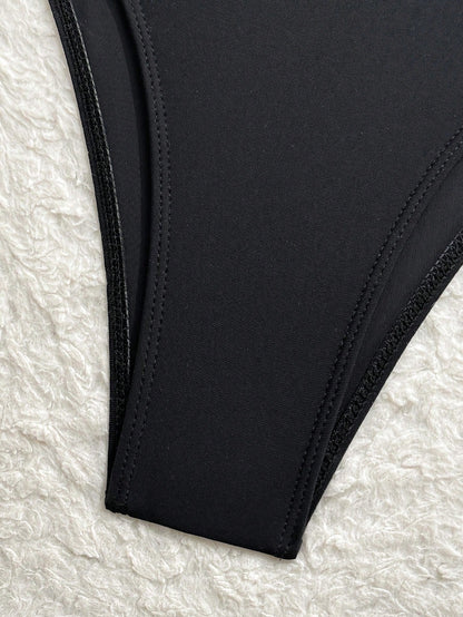 Swim SPRTY Women Classy Black One-Piece Swimsuit,Long Sleeve Sun Protection Sports Style,Open Backless Design,Perfect For Summer Beach Holiday Vacation Surfing