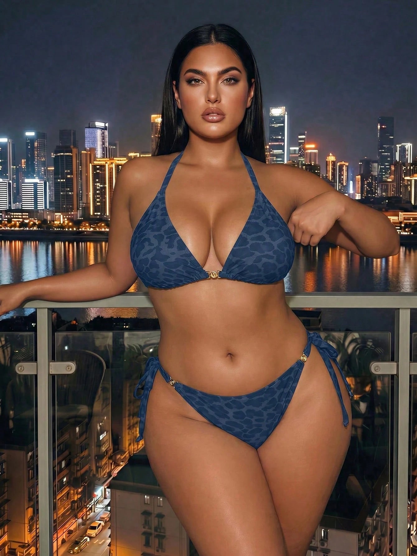 Swim SXY 2026 New Summer Beach Sexy Vacation Women's Tropical Leopard Print Sexy Two Pieces Bikini Set With Metal Accessories, Casual Vacation Wear, Valentine's Day Women's Clothing, Summer Vacation P