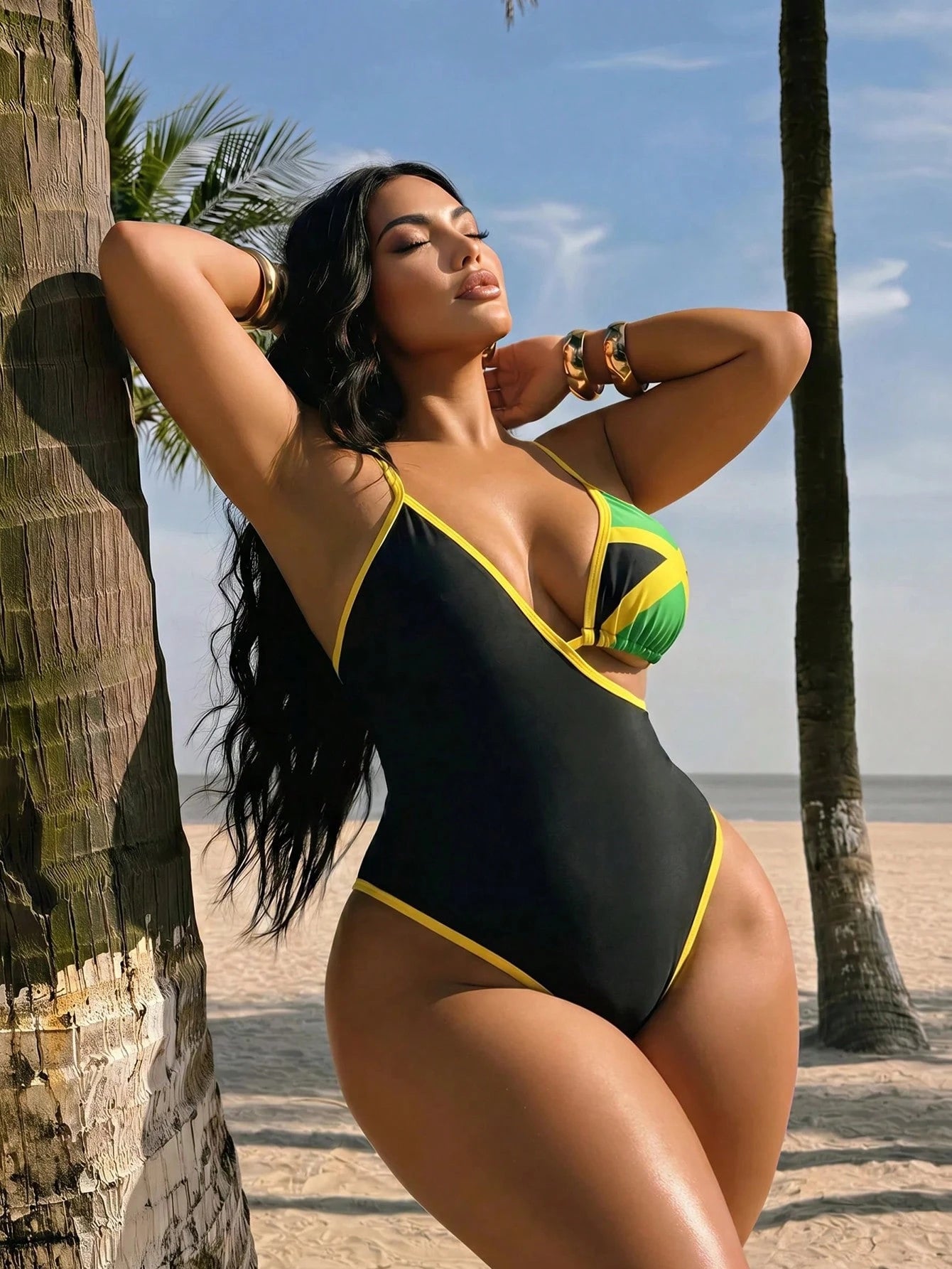 Swim SXY Plus Size Women's 1pc Positioned Print 2 In 1 Sexy One-Piece Bikini Swimsuit Beach White Summer