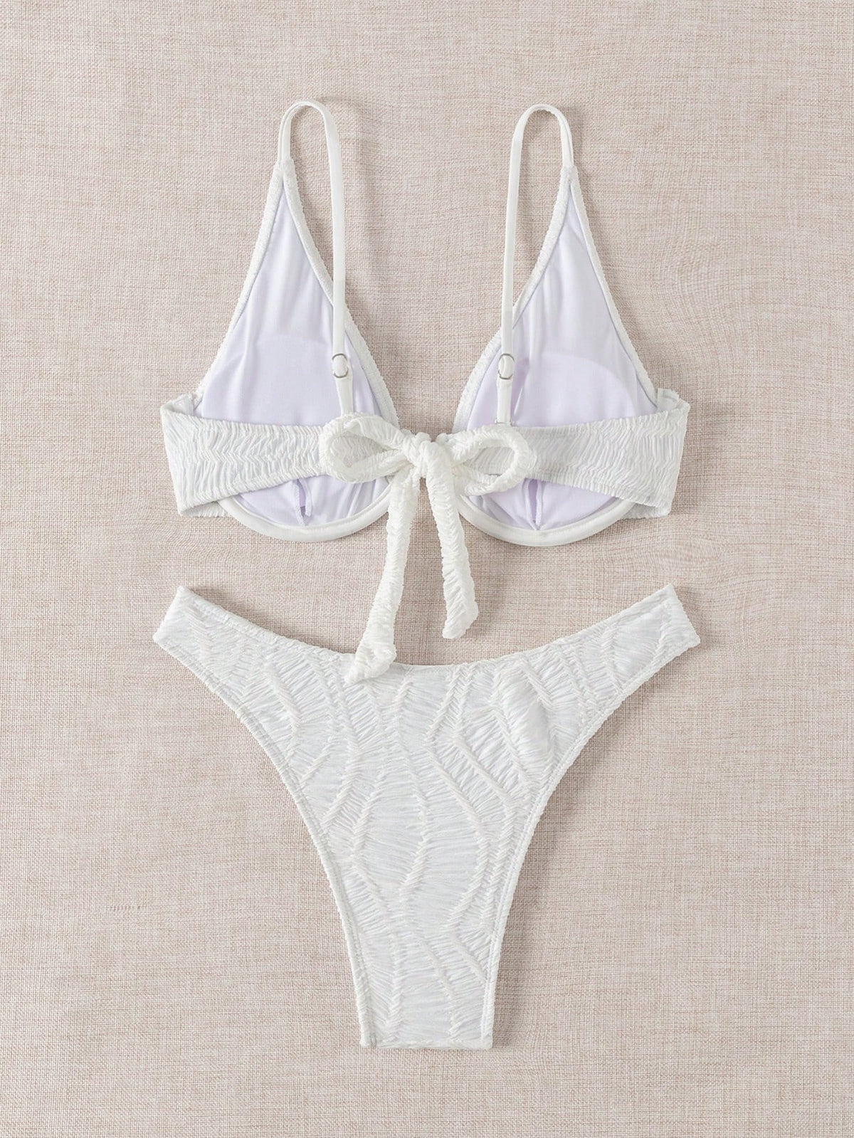 Swim SXY Women's Textured Back Criss Cross Bikini Set, Underwire Two Piece Swimwear Bathing Suit Beach Outfit Summer Vacation,Summer Beach