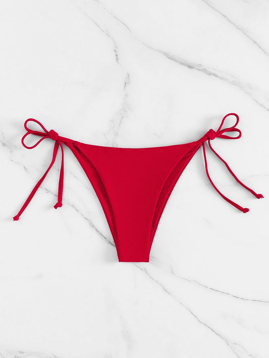 Swim Vcay 2025 Women's Solid Color Bikini Bottom With Tie At Summer Beach