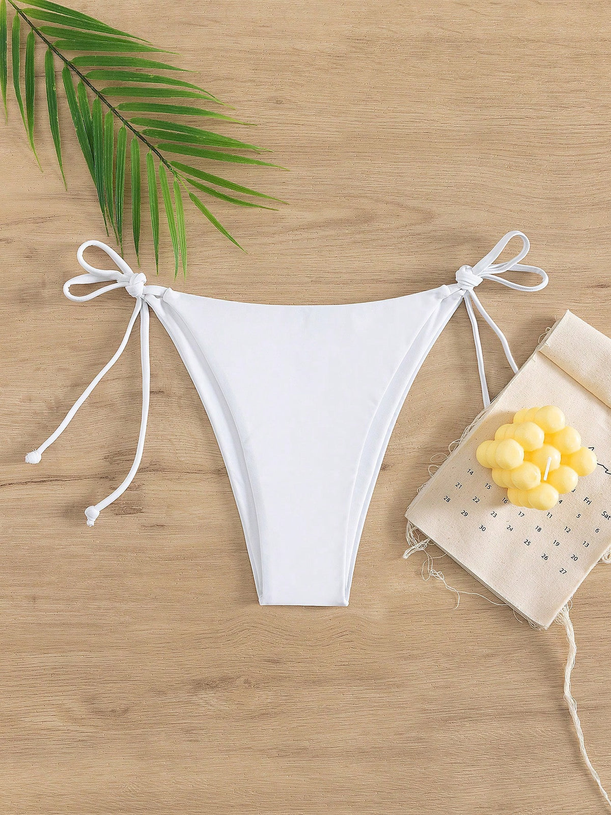 Swim Vcay 2025 Women's Solid Color Bikini Bottom With Tie At Summer Beach