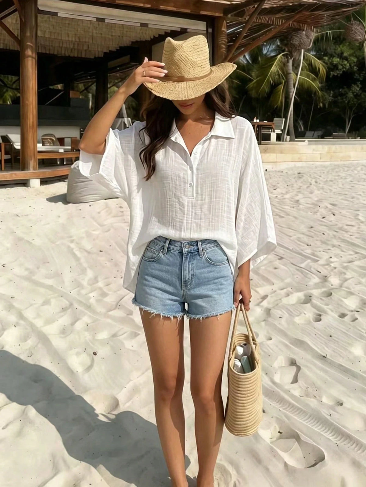 Swim Vcay 2026 New Solid Color Beach Cover-Up