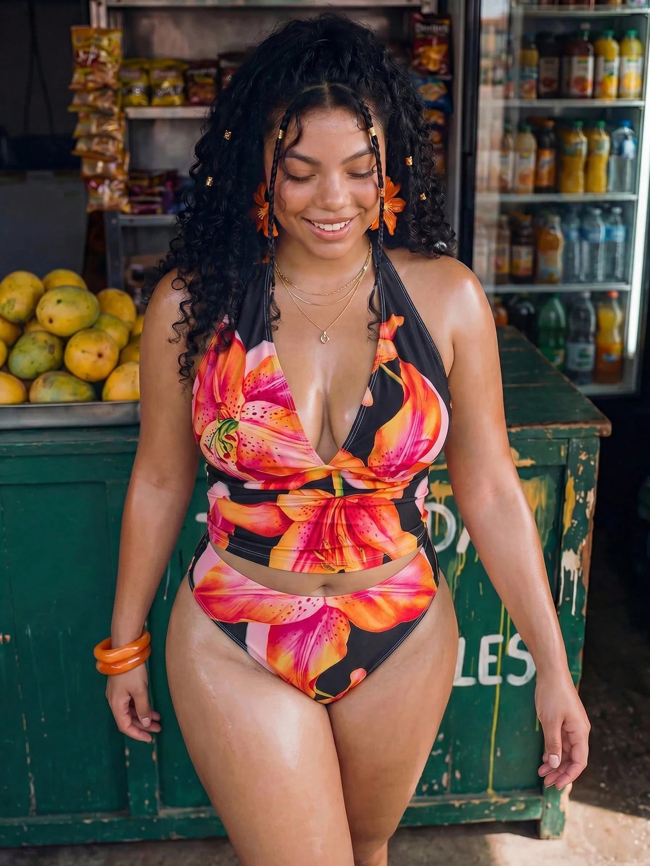 Swim Vcay 2026 New Tropical Print 2-Piece Bikini Set For Women, Casual Resort Style, Summer Vacation Outfit, Floral Bikini, Plus Size Tankini