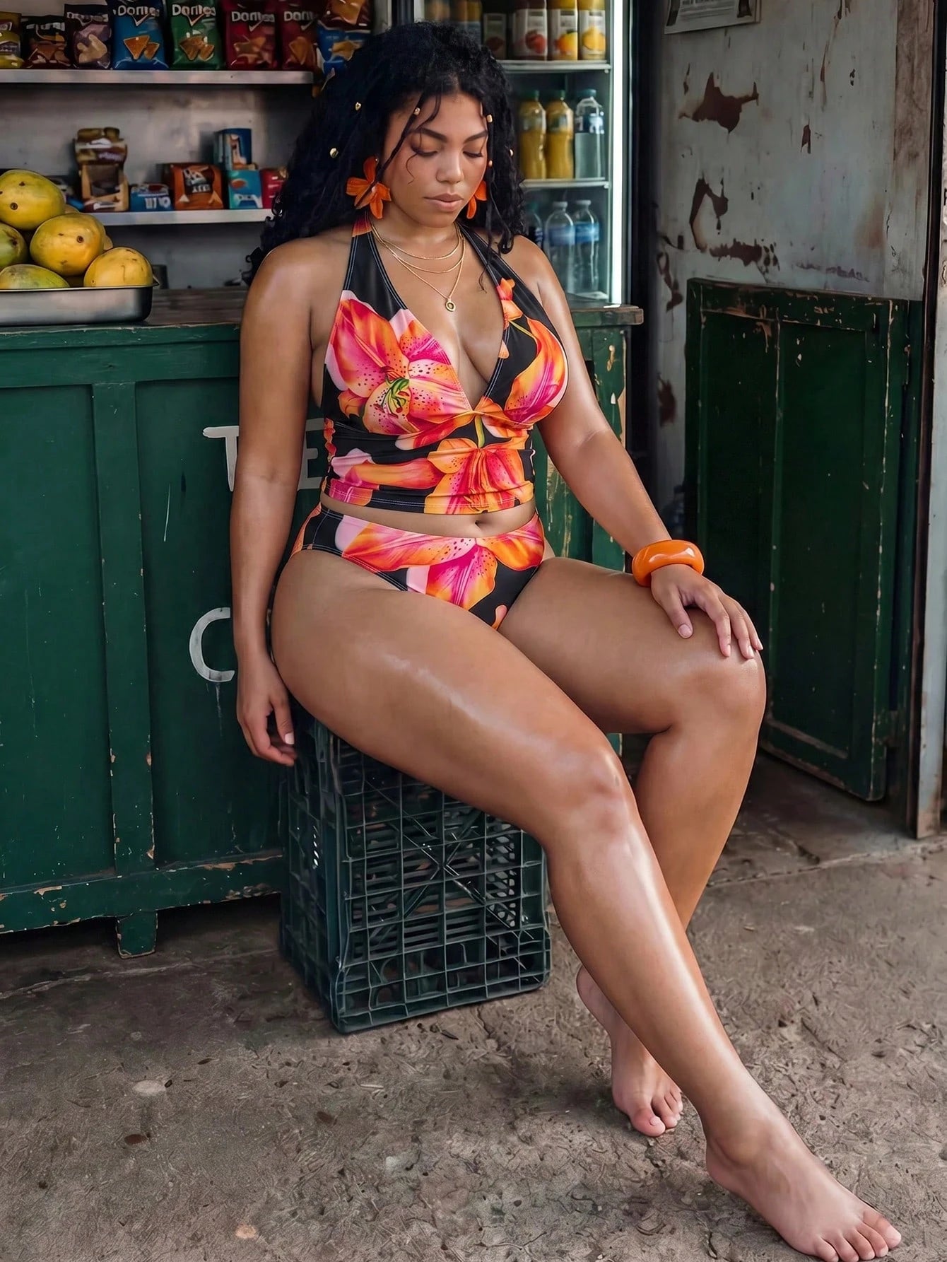 Swim Vcay 2026 New Tropical Print 2-Piece Bikini Set For Women, Casual Resort Style, Summer Vacation Outfit, Floral Bikini, Plus Size Tankini