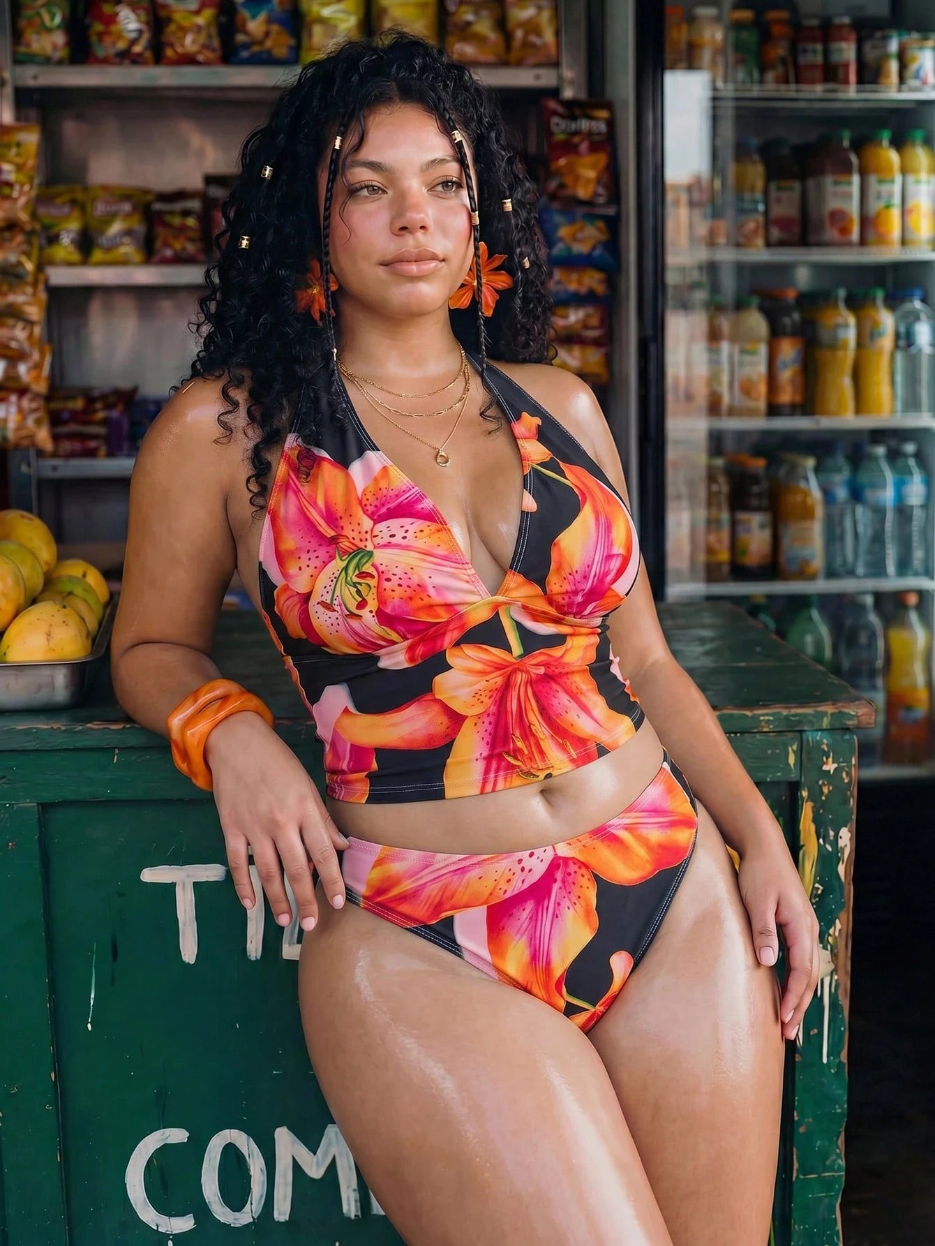 Swim Vcay 2026 New Tropical Print 2-Piece Bikini Set For Women, Casual Resort Style, Summer Vacation Outfit, Floral Bikini, Plus Size Tankini