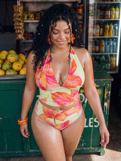 Swim Vcay 2026 New Tropical Print 2-Piece Bikini Set For Women, Casual Resort Style, Summer Vacation Outfit, Floral Bikini, Plus Size Tankini