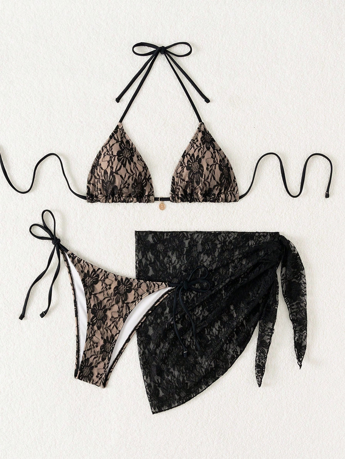 Swim Vcay 3pcs Women Summer Lace Bikini Set Summer Beach