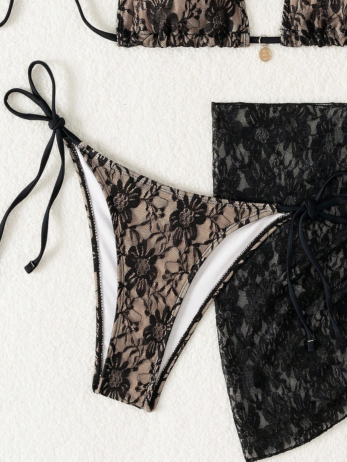 Swim Vcay 3pcs Women Summer Lace Bikini Set Summer Beach