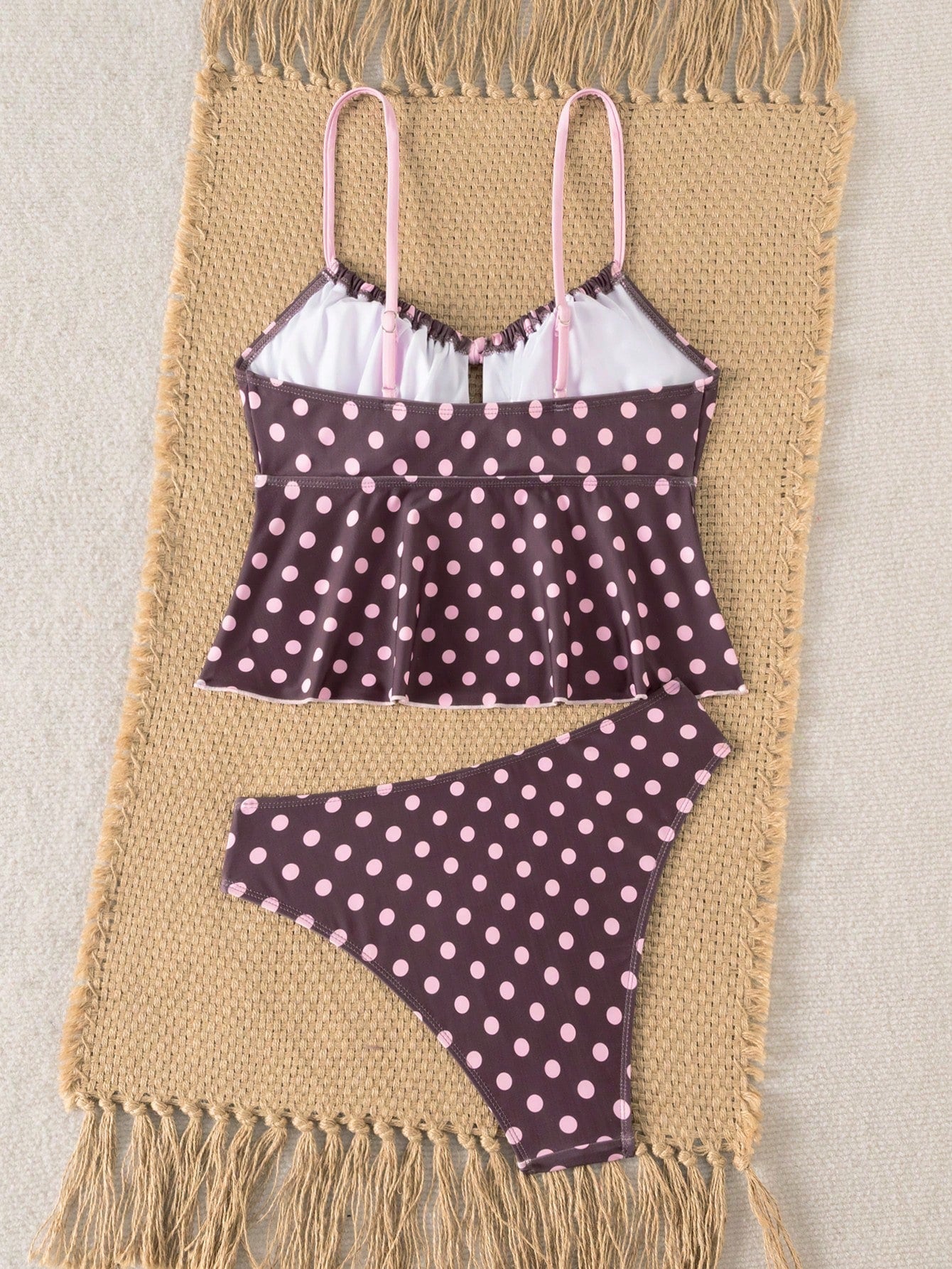 Swim Vcay New Sweet Style Women's Swimwear, Ruched Bust, Bow Accent, Adjustable Shoulder Straps, Suitable For Beach, Casual Vacation, Pool, Party