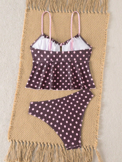 Swim Vcay New Sweet Style Women's Swimwear, Ruched Bust, Bow Accent, Adjustable Shoulder Straps, Suitable For Beach, Casual Vacation, Pool, Party