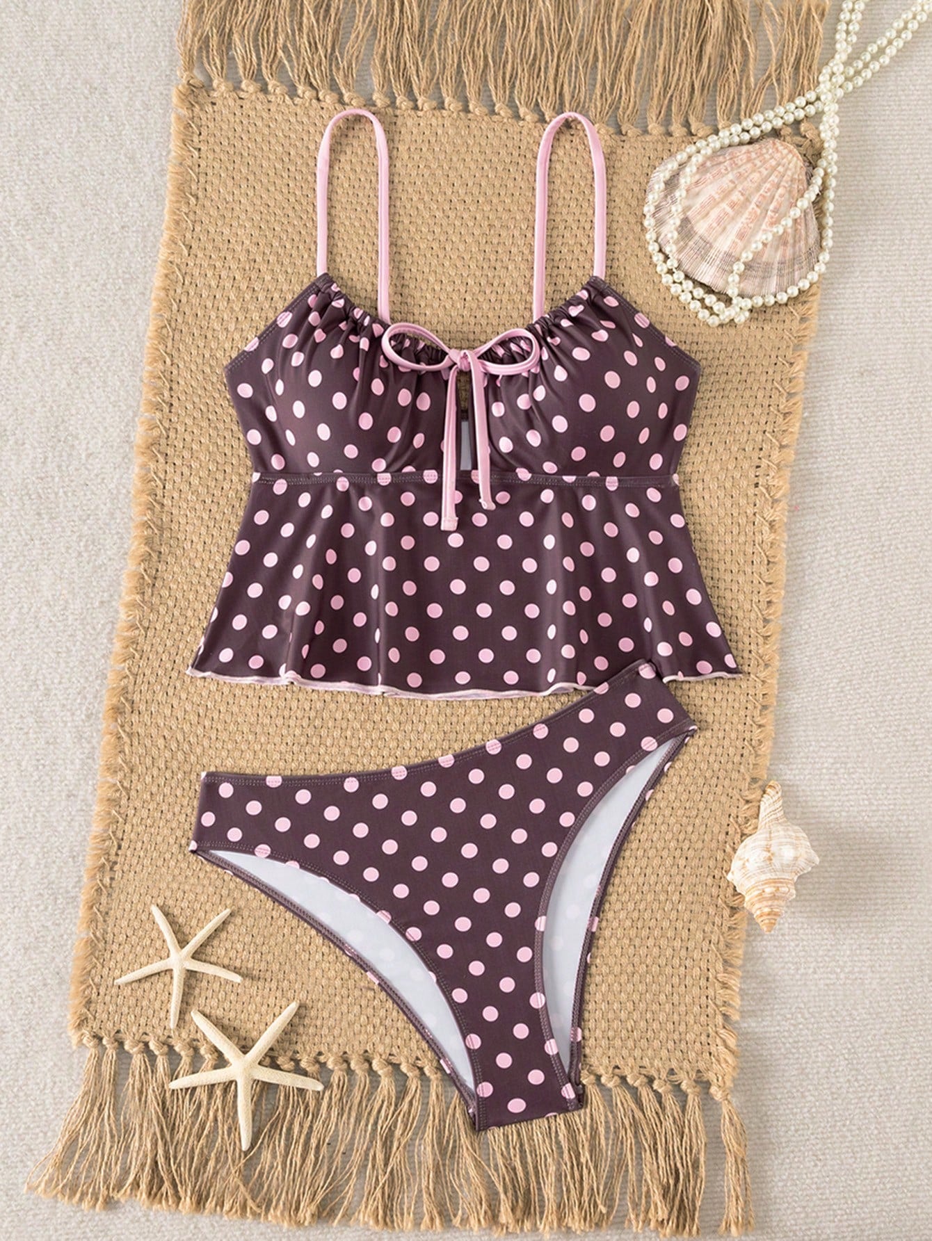 Swim Vcay New Sweet Style Women's Swimwear, Ruched Bust, Bow Accent, Adjustable Shoulder Straps, Suitable For Beach, Casual Vacation, Pool, Party