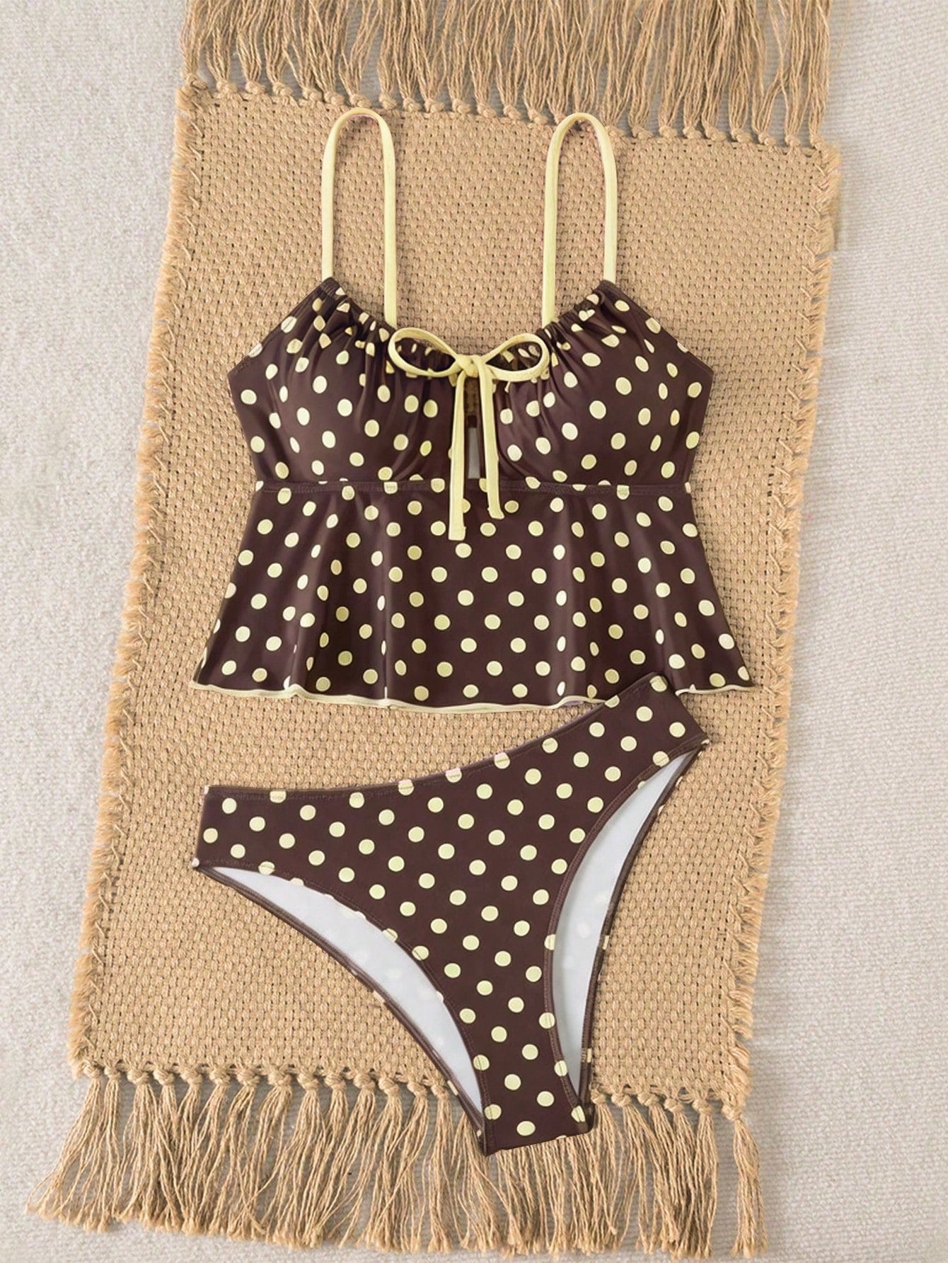 Swim Vcay New Sweet Style Women's Swimwear, Ruched Bust, Bow Accent, Adjustable Shoulder Straps, Suitable For Beach, Casual Vacation, Pool, Party
