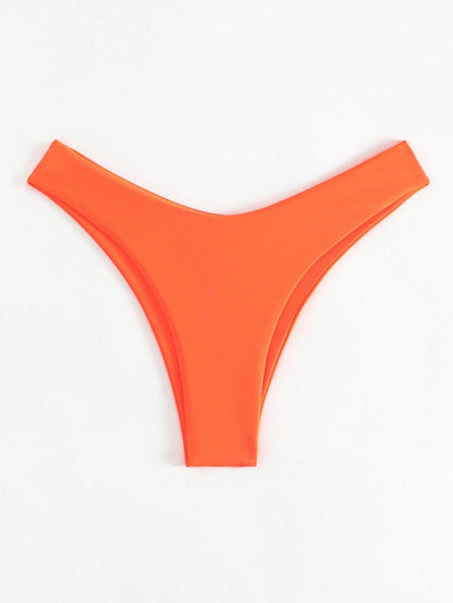 Swim Vcay Summer Beach Solid High Cut Bikini Bottom, Bathing Suit