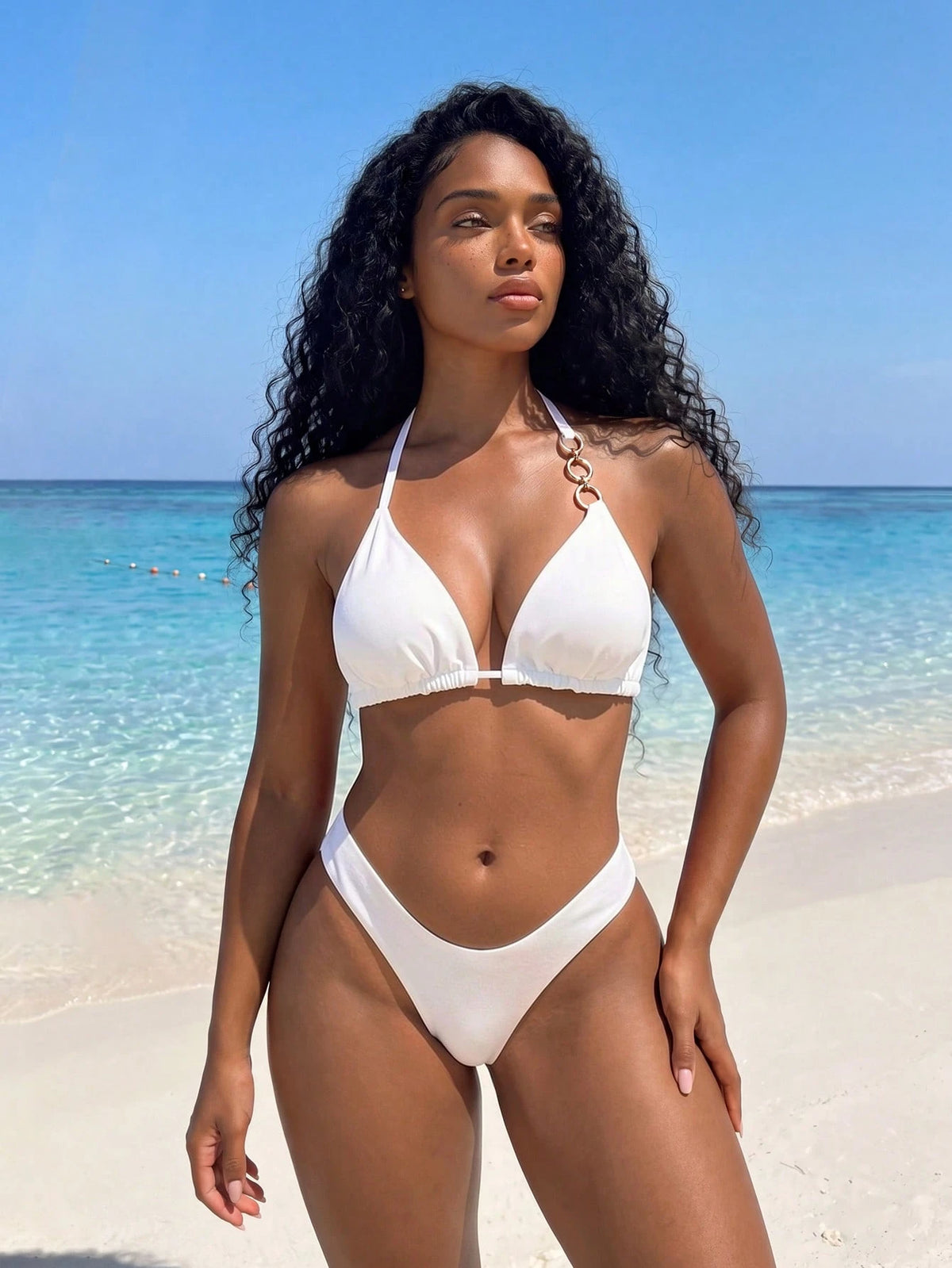Swim Vcay Summer Beach Solid High Cut Bikini Bottom, Bathing Suit