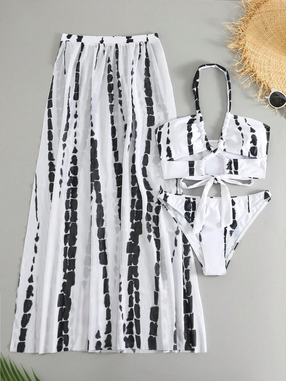 Swim Vcay Summer Outfits For Women Tie Dye Bikini Set For Summer With Beach Skirt