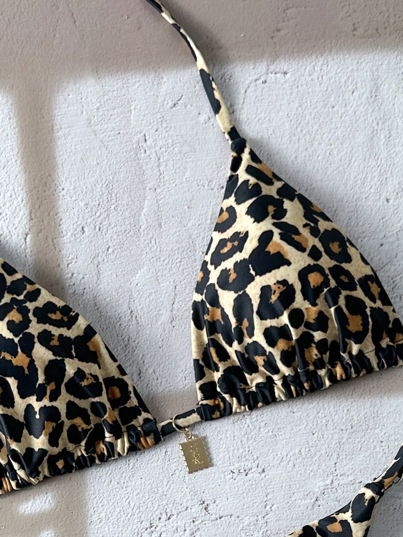 Swim Vcay Women Leopard Randomly Printed Sexy Spaghetti Strap Metallic Jewelry Bikini Set, Beach Summer Outfit