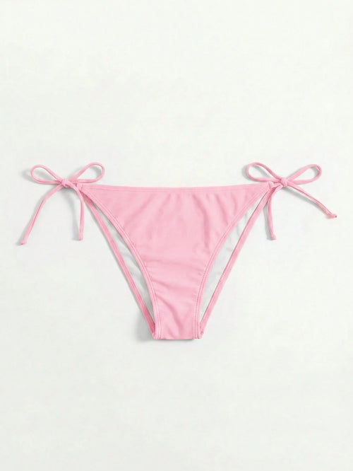 Swim Vcay Women's Solid Color Crisscross Knot Bikini Bottoms Beach Party Hot Pink Summer Sexy