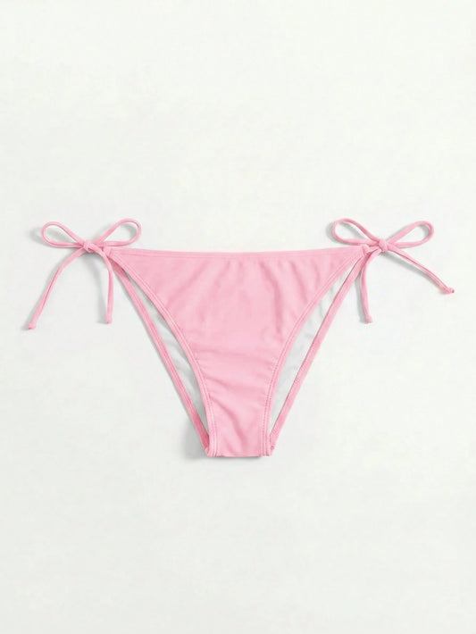 Swim Vcay Women's Solid Color Crisscross Knot Bikini Bottoms Beach Party Hot Pink Summer Sexy