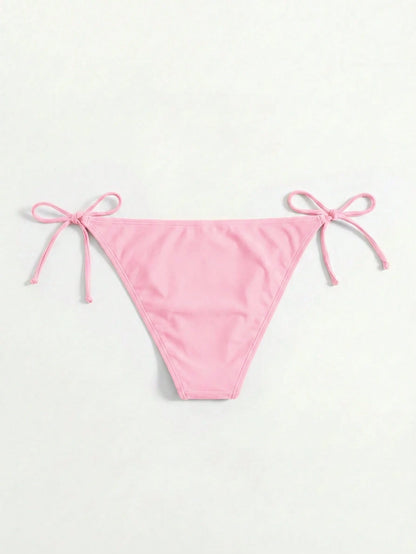 Swim Vcay Women's Solid Color Crisscross Knot Bikini Bottoms Beach Party Hot Pink Summer Sexy