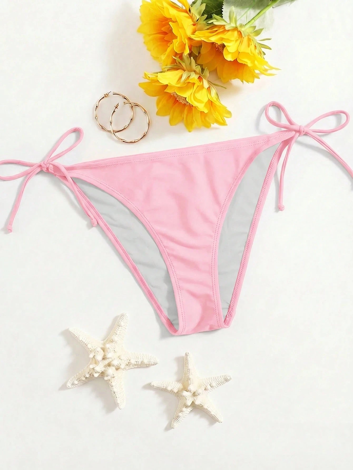 Swim Vcay Women's Solid Color Crisscross Knot Bikini Bottoms Beach Party Hot Pink Summer Sexy