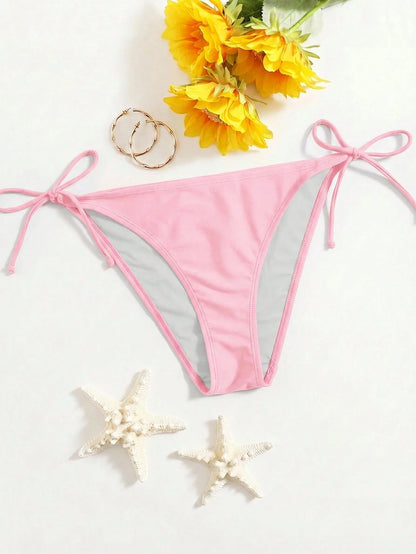 Swim Vcay Women's Solid Color Crisscross Knot Bikini Bottoms Beach Party Hot Pink Summer Sexy