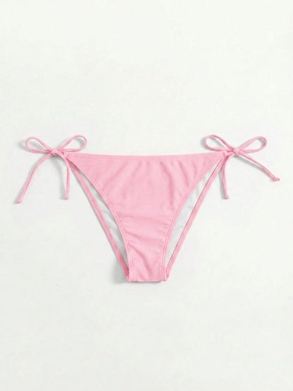 Swim Vcay Women's Solid Color Crisscross Knot Bikini Bottoms Beach Party Hot Pink Summer Sexy