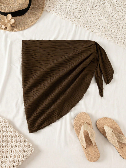Swim Vcay Women's Summer Beach Cover-Up Dress Sexy Solid Color Holiday Beach Knotted Side Cover-Up Dress