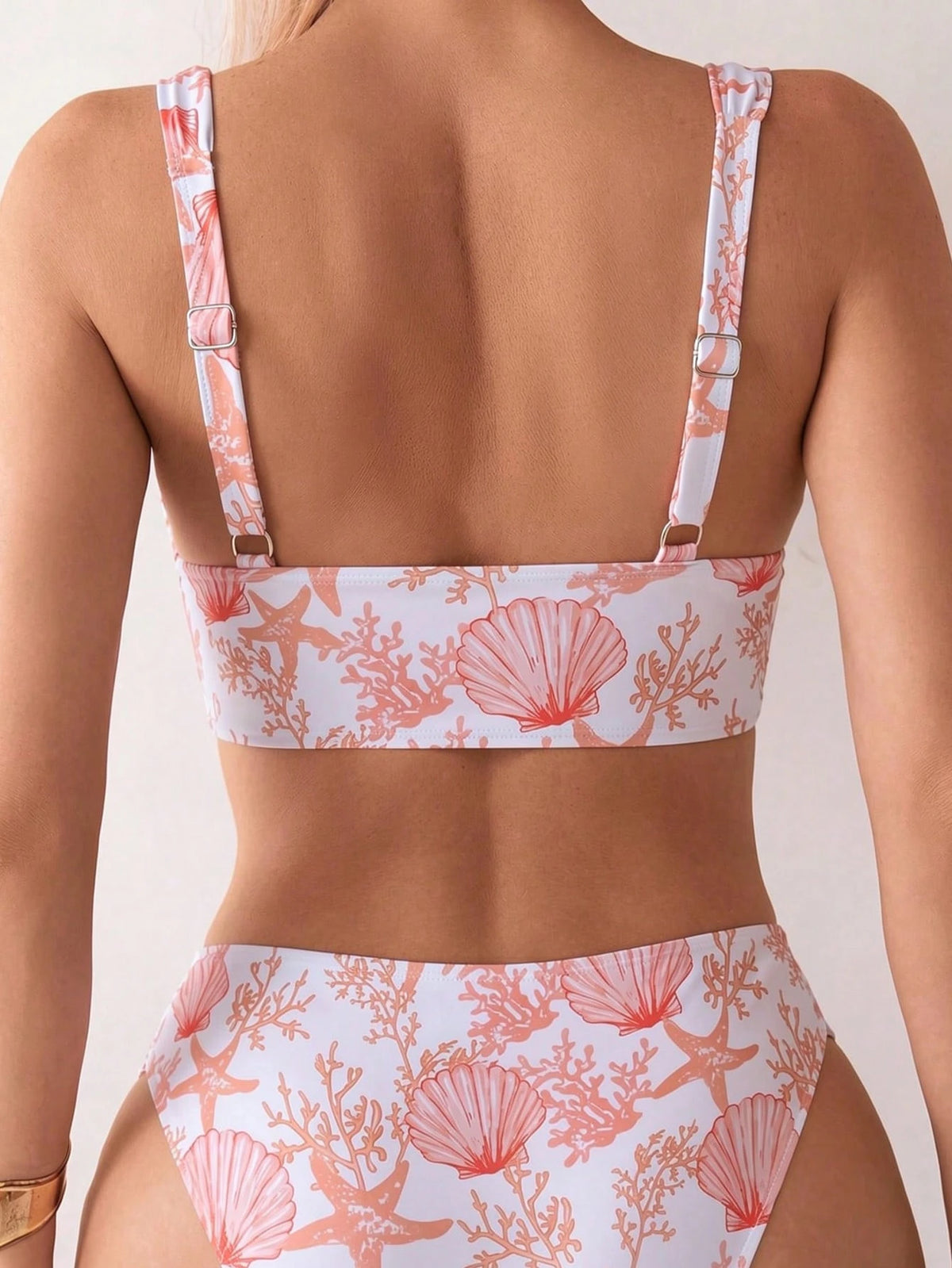 Swim Vcay Women's Summer Random Color Print Strap Top And High Waist Swim Shorts 2-Piece Bikini Set, Beach Holiday