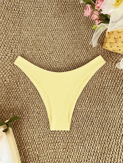 Swim Women's Summer Beach Solid Color Sexy Minimalist Bikini Bottom, Suitable For Vacation, Beach, Seaside