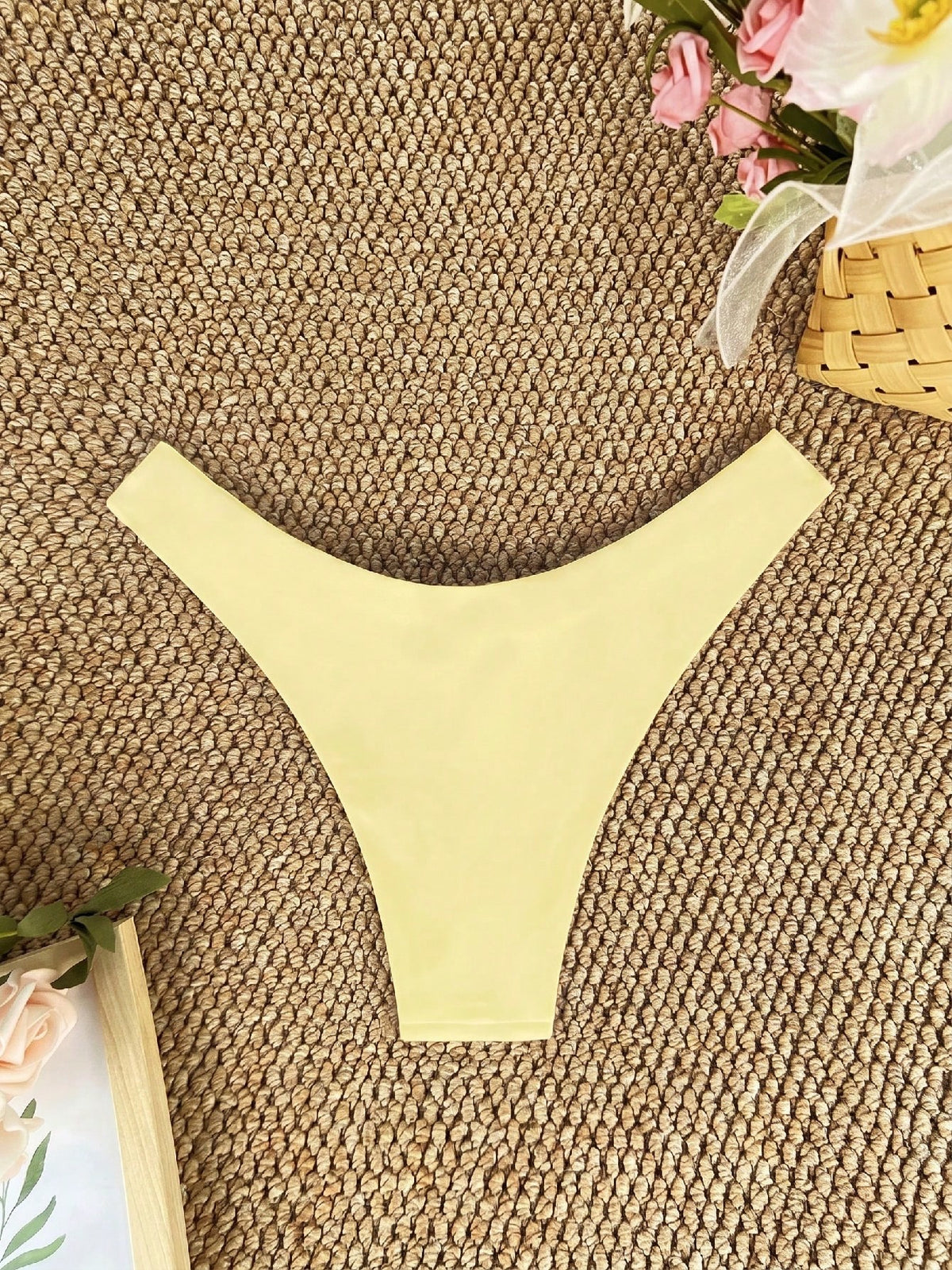 Swim Women's Summer Beach Solid Color Sexy Minimalist Bikini Bottom, Suitable For Vacation, Beach, Seaside