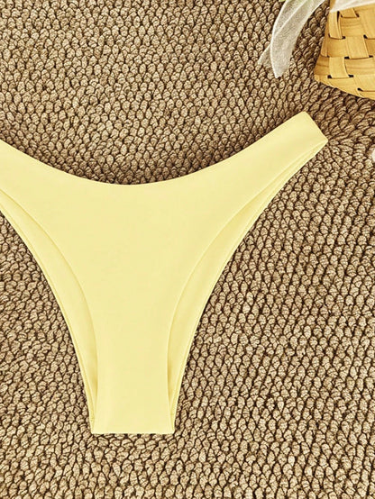 Swim Women's Summer Beach Solid Color Sexy Minimalist Bikini Bottom, Suitable For Vacation, Beach, Seaside