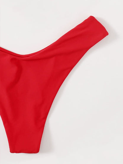 Swim Women's Summer Beach Solid Color Sexy Minimalist Bikini Bottom, Suitable For Vacation, Beach, Seaside