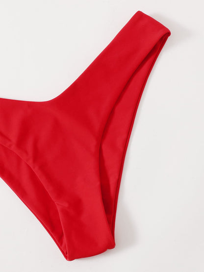 Swim Women's Summer Beach Solid Color Sexy Minimalist Bikini Bottom, Suitable For Vacation, Beach, Seaside