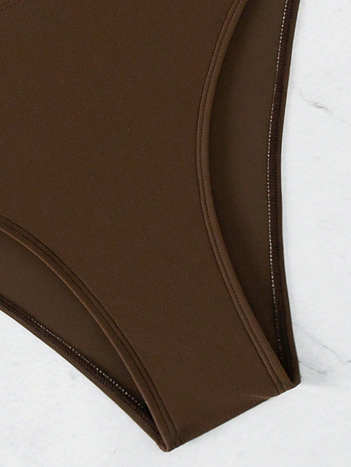 Swim Zestiva Women's Coffee Brown Bikini Bottom,Modest High-Cut Solid Color Swimwear Bottoms For Summer Beach Holiday,Casual Bathing Suit Panties,Holiday