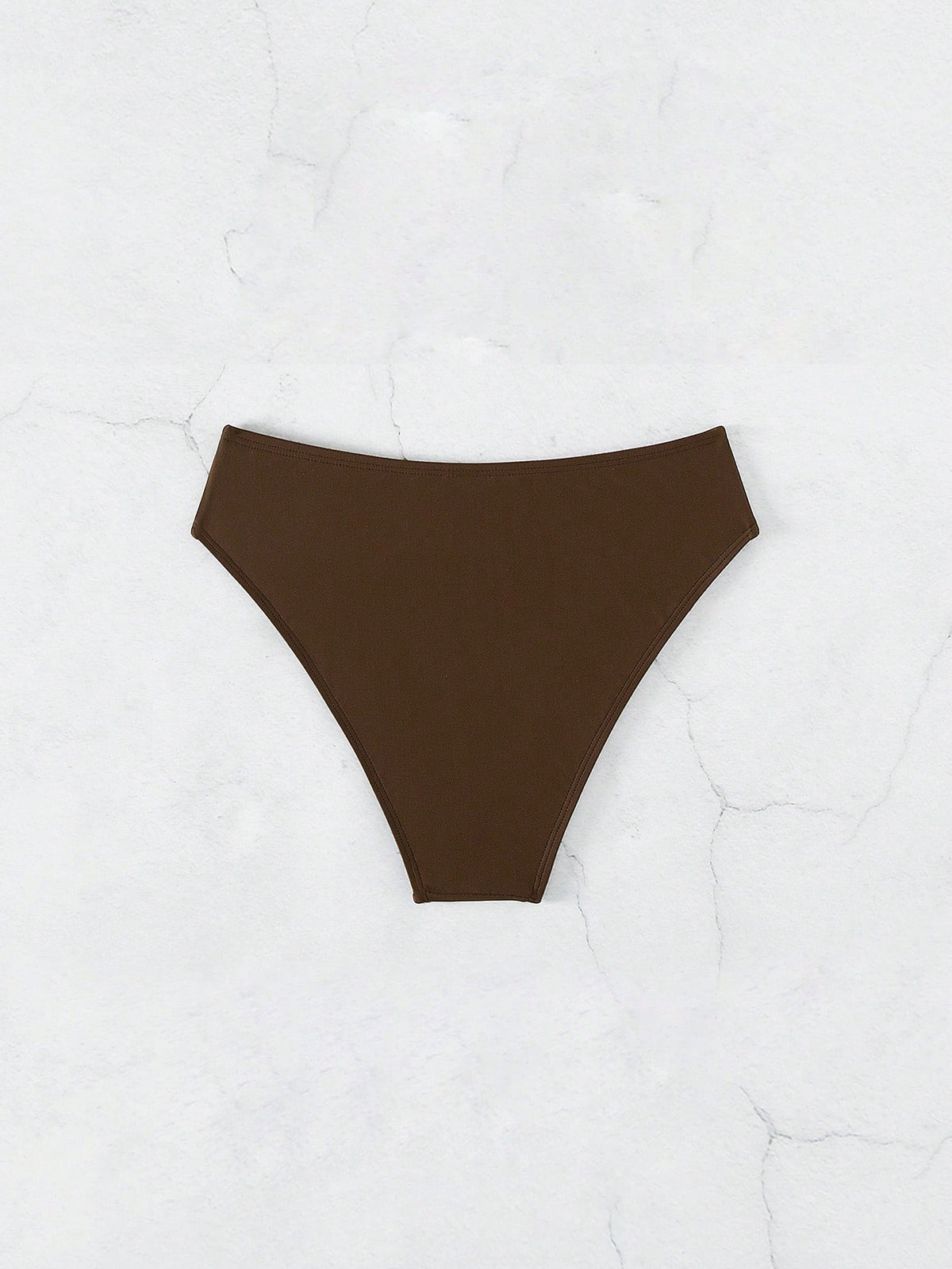 Swim Zestiva Women's Coffee Brown Bikini Bottom,Modest High-Cut Solid Color Swimwear Bottoms For Summer Beach Holiday,Casual Bathing Suit Panties,Holiday